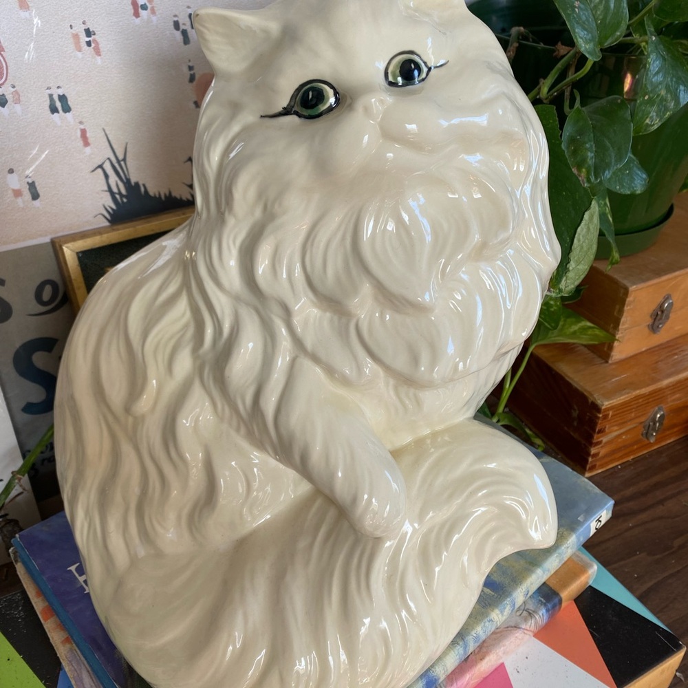 Vintage 1970’s Life Size Ceramic Cat Figurine - Decorative Pet Statue